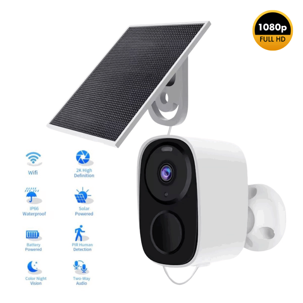 Wifi - 2K High Definition - IP66 Waterproof - Solar Powered - Battery Powered - PIR Human Detection - Color Night Vision - Two-Way Audio